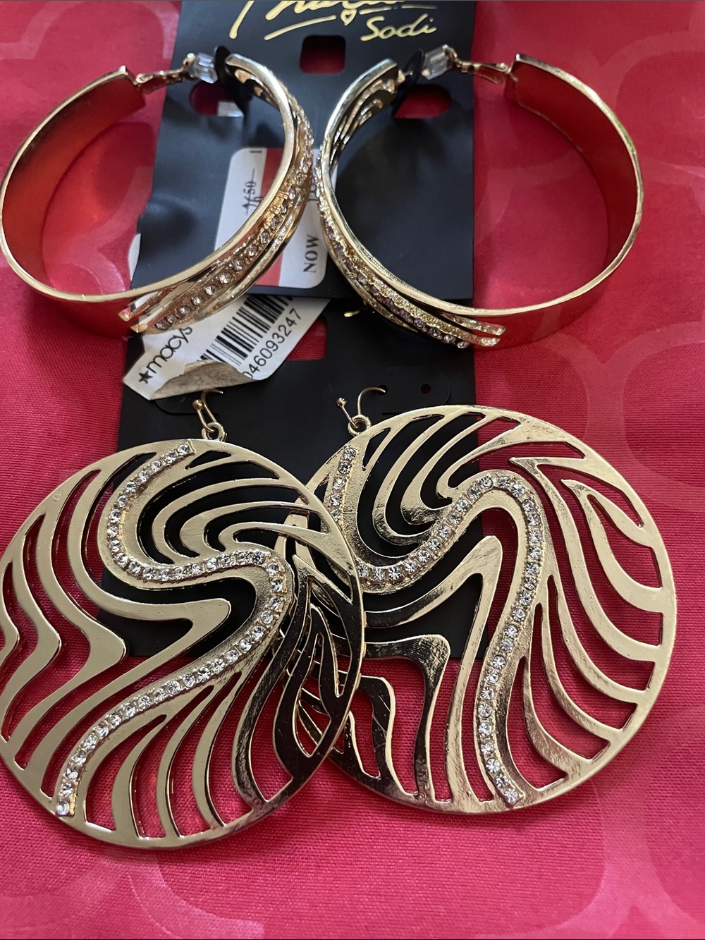 Thalia Sodi Gold and Black Swirl Drop Earrings